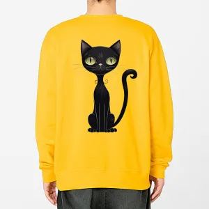 XS-4XL Black Cat Dry Fleece-Lined Sweatshirt (for men and women) For adults