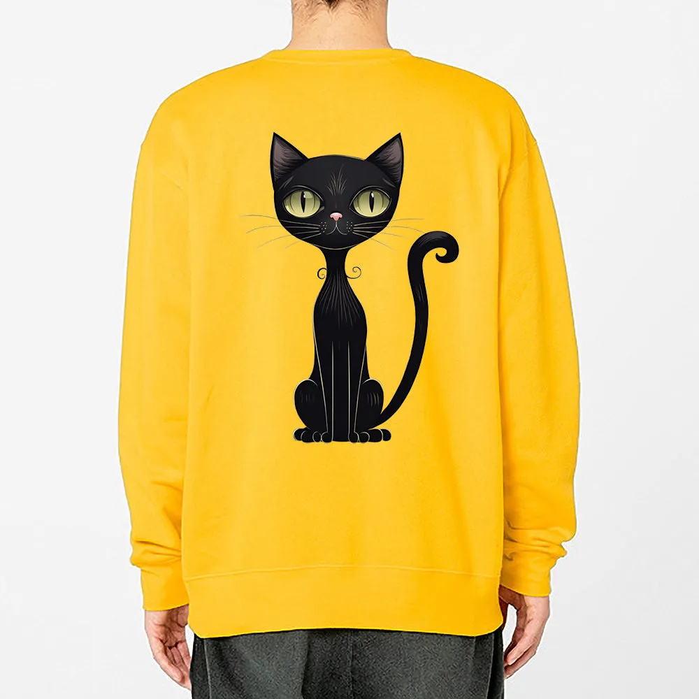 XS-4XL Black Cat Dry Fleece-Lined Sweatshirt (for men and women) For adults